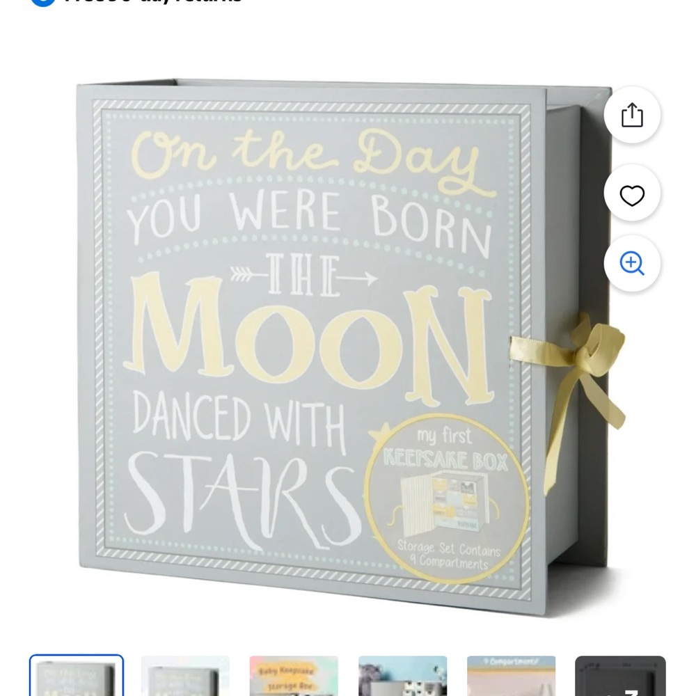 My First Keepsake Box - Moon Design in Gray & Yellow